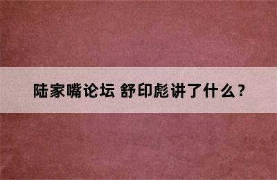 陆家嘴论坛 舒印彪讲了什么？